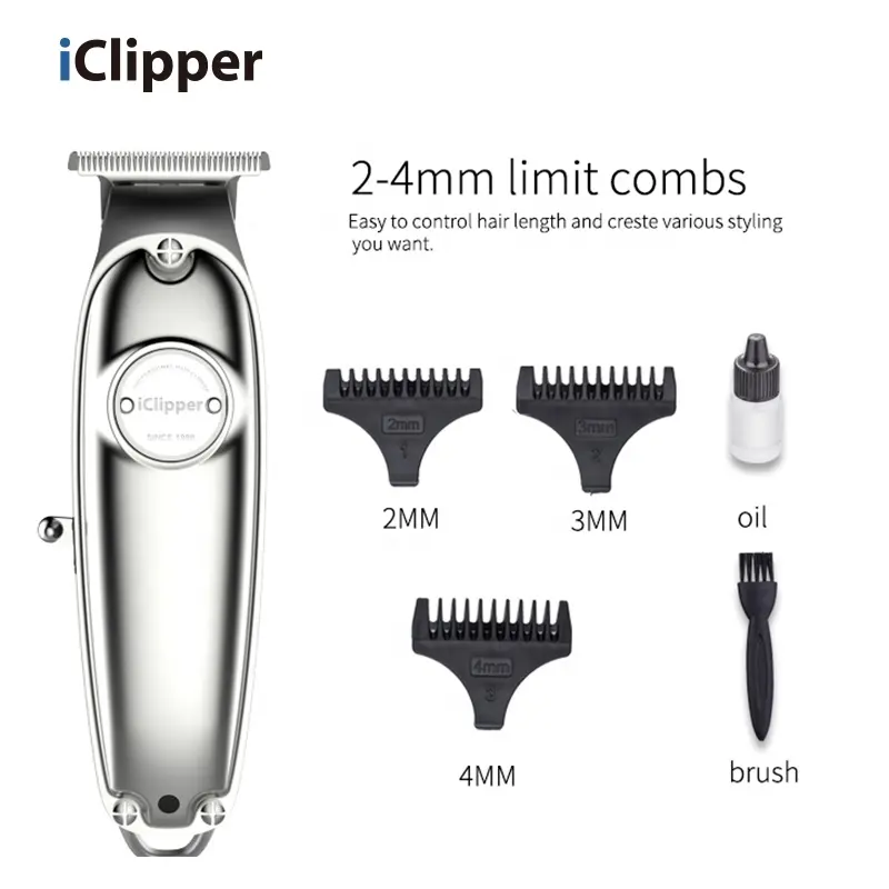 サロン理髪店用iClipper-I4ステンレス精密カッティングブレード充電式バッテリーヘアトリマー