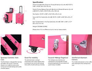 Trolley Multistrato per Artisti <span class=keywords><strong>Valigia</strong></span> per Trucco Professionale in Pelle <span class=keywords><strong>con</strong></span> Ruote e Specchio - Product Image 5