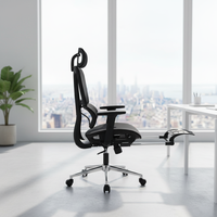 Chaise de bureau ergonomique moderne à dossier haut réglable, rotation à 360°, en maille, avec base en fer et cadre en plastique, pour la maison, le salon ou le bureau