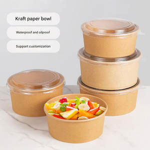 Tazones Desechables con Tapa, Suministro de Fábrica, Recipientes de Papel para Ensaladas, Tazones Redondos de Papel Kraft de 8oz~68oz para Envasado de Alimentos - Product Image 6