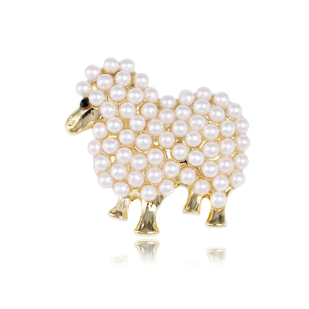 SISSLIA perhiasan modis 2 warna bros domba untuk Aksesori wanita bros hewan mutiara indah pin bros
