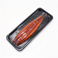 Barquette en plastique noir anti-fuite rectangulaire en PP/PET pour l'emballage alimentaire et la présentation du saumon et des fruits de mer