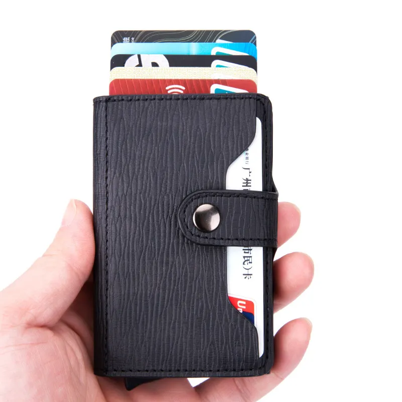 Men Slim Bifold Wallet & Credit Card Case Compact Card Holder Pop Up Button & ID Slot