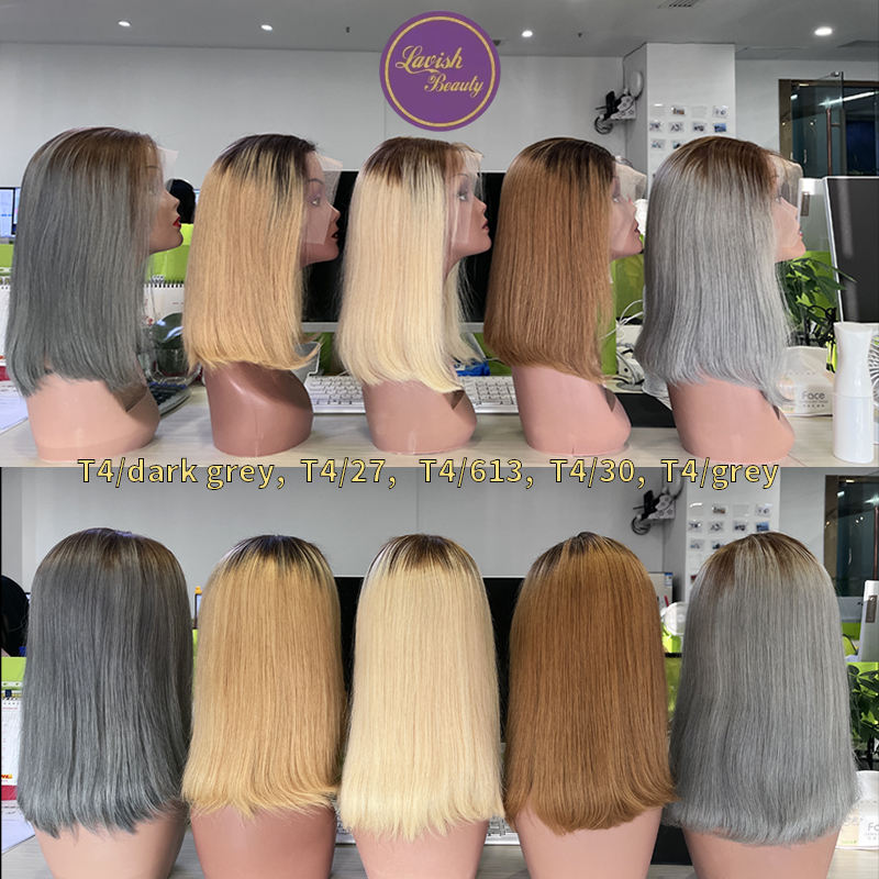 T4/T4สีเทาเข้ม/27 T4/613 T4/30 T4/วิกผมบ๊อบสีเทา
