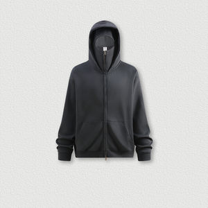 Sweat à capuche zippé lourd 340G pour hommes et femmes, doublé en polaire, coton et polyester, sweat-shirt surdimensionné, streetwear, capuche zippée intégrale - Product Image 2