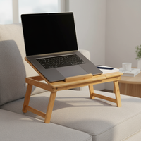 Bureau d'ordinateur portable pliable en bambou réglable en angle, compact et mobile pour chambre à coucher, table pour ordinateur portable fixe, taille personnalisable