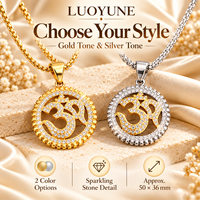 LUOYUNE Collier avec pendentif Om, couleur or et argent, pierre ronde scintillante, symbole spirituel, bijoux à porter au quotidien, cadeau pour hommes et femmes