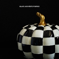 Décoration d'intérieur de style européen sur le thème d'Halloween, en forme de citrouille, à carreaux noirs et blancs, pour usage domestique, cadeaux