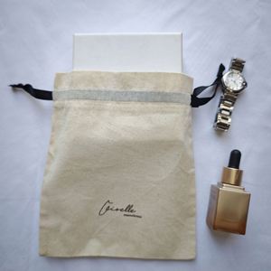 Pochette en coton réutilisable écologique avec cordon de serrage, logo personnalisé imprimé, résistance aux chocs pour les voyages, chaussettes, sous-vêtements, sèche-cheveux - Product Image 5