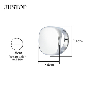 Bague Cocktail en Forme de Cœur JUSTOP, Plaqué Argent, Acier Inoxydable, Unisexe, Bijoux Modernes, Port Quotidien - Product Image 2