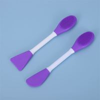 Brosse à maquillage double tête en silicone et plastique pour le nettoyage du visage, le lavage du visage, le DIY, le maquillage, l'application de masque de boue, outil de beauté