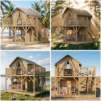 Tente de glamping safari de luxe à deux étages, prête à l'emploi, avec loft, toit en toile et structure en bois massif, pour hôtel, maison, famille, éco-responsable, personnalisable OEM