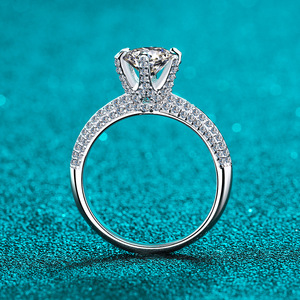 थोक Moissanite आभूषण त्यागी 1/1.5ct छह पंजा शुद्ध 925 चांदी प्रस्ताव बैंड अंगूठी Moissanite हीरे की अंगूठी - Product Image 5