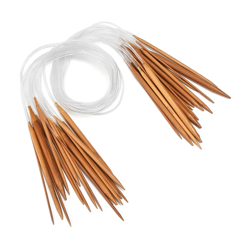 JP 18 paires de longueur Tube transparent en bambou carbonisé ensemble d'aiguilles à tricoter circulaires rondes pour aiguille de chandail
