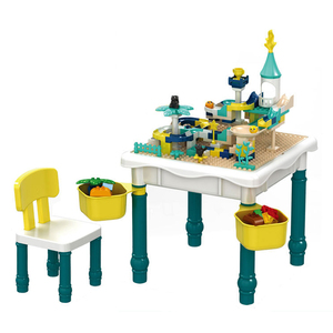 Los niños aprenden escritorio multifuncional bloque de construcción de serie bolas embudo tobogán juguetes <span class=keywords><strong>mega</strong></span> bloques con silla - Product Image 1