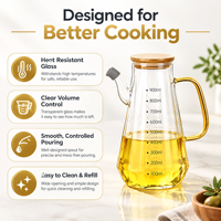 Bouteille d'huile en verre borosilicate de haute qualité pour la cuisson, faible MOQ, forme octogonale, avec bouchon verseur anti-goutte