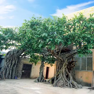 Pohon Bantan buatan plastik dekoratif pohon ficus pohon besar luar ruangan pohon buatan untuk lansekap