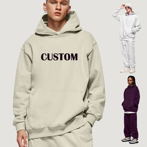 Meilleure vente Épaule tombante Sérigraphie de haute qualité Pull 100% coton surdimensionné Sweats à capuche unisexe uni Logo personnalisé - Product Image 1