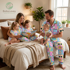 Babylovey Pijamas Familiares Personalizados de Lujo en Viscosa de Bambú, Ropa de Dormir Suave para Papá, Mamá y Niños - Product Image 3