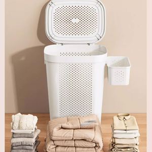 Cesto de Ropa Sucia Grande para el Hogar, Cesto de Lavandería de Plástico con Ruedas y Asa, con Cesta para Ropa Interior - Product Image 1