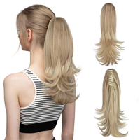 Extensions de cheveux synthétiques en queue de cheval ondulée courte et épaisse de 12 pouces, vente en gros, fibres à haute température, pré-collées, à clipser, pour femmes