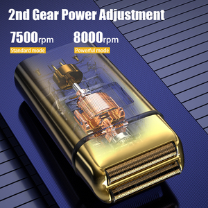 เครื่องโกนหนวดไฟฟ้าสำหรับผู้ชาย 2-in-1 พร้อมที่กันจอนแบบป๊อปอัพ ชาร์จผ่าน USB ปรับความเร็วได้ 2 ระดับ ใช้ได้กับใบหน้า กันน้ำระดับ IPX6 - Product Image 3