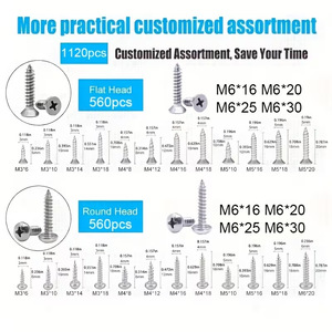 304 Stainless Steel Self Tapping Screws M3 M4 M5 M6 Countersunk Head Wood Screw Set 1120pcs Metric Grade A - Product Image 5