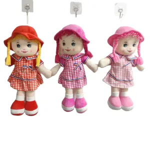 Hot Sales 18 inch Beautiful Lovely Soft Body Checked Fabric Plush Doll Toys For Gifts