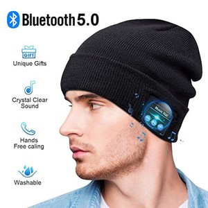 <span class=keywords><strong>Bonnet</strong></span> tricoté chaud d'hiver pour <span class=keywords><strong>casque</strong></span> sans fil V5.0 avec indicateur LED, bord plissé et logo personnalisé - Product Image 3
