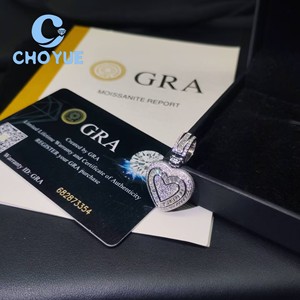 Top Quality 925 <b>Silver</b> Moissanite Pendant Heart Shape Iced Out Hip Hop <b>Charm</b> for Men Women Pass Diamond Tester with GRA - Product Image 6