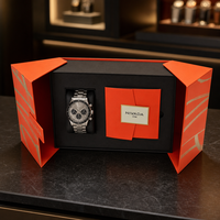 Boîte d'emballage de montre de luxe, boîte cadeau rigide magnétique avec insert en velours, plateau en mousse EVA, impression de logo en feuille d'or personnalisée