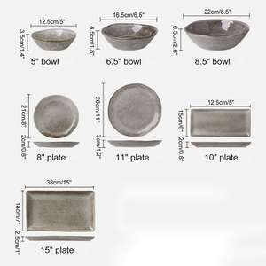 Juego de Vajilla de Cerámica Negra Mate de Forma Especial Retro, Plato para Pasta y Filete para 6 Personas, Apto para Horno - Product Image 6