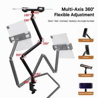 Support de téléphone à bras long en alliage d'aluminium, fixation sur bureau, rotation à 360° °   Support rotatif pliable de 69 cm pour ordinateurs portables universels de 5,6 à 17,3 pouces, vente en gros OEM