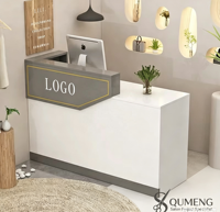 Comptoir de caisse minimaliste moderne en MDF durable et écologique pour hôtel, spa, salon de beauté, supermarché, hôpital, école
