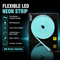 Bande LED néon flexible en silicone IP67 6x12mm DC5V 12V, découpable toutes les 2,5cm ou 1cm, RGB RGBIC 5M pour enseignes, décoration intérieure et commerciale, éclairage de corde