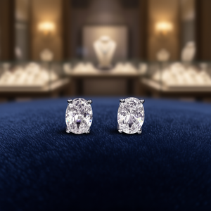 Orecchini con Diamanti Certificati GIA, Taglio Ovale, in Oro Bianco, Stile Classico per Fidanzamento, Colore G, Gioielli con Diamanti Naturali - Product Image 2