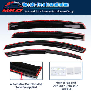 Pour Honda Accord 18-25, visières de fenêtre style Mugen, 4 pièces, à coller, avec garniture chromée - Product Image 5