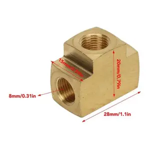 T femelle 8mm Buchse T Fitting Messing 1/8in Gewinde 3-Wege-Rohranschluss für Luft Wasser Gas