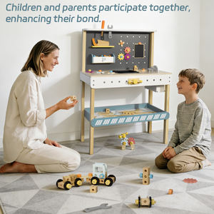 Ensemble d'outils pour enfants, outils en <span class=keywords><strong>bois</strong></span>, banc, jouet pour tout-petits, établi avec des outils réalistes, jouet de construction, cadeaux pour les garçons et les filles de 3 à 9 ans - Product Image 4