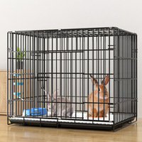 Grande Cage Intérieure pour Cobaye Néerlandais et Lapin Domestique, à Motif Uni, avec Bouton de Nettoyage Automatique des Déjections, Clôture en Métal, pour Usage Domestique