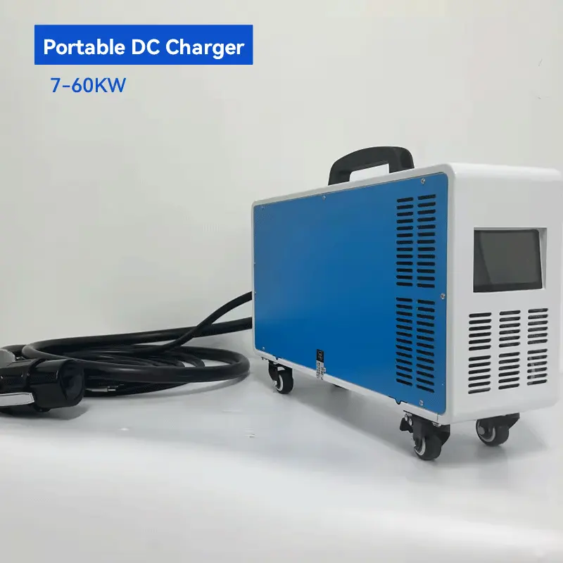 Carregador portátil ev para carro elétrico CCS2 G/BT CHAdeMO 7kw 20kw 30kw 60kw dc rápido móvel