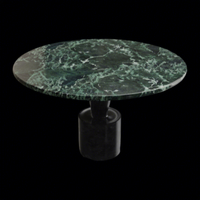 Table à manger en marbre Verde Alpi personnalisable, style moderne, pierre verte foncée, vente directe d'usine, taille sur mesure, colonne conique