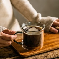 Tasse à café/eau/thé/latte en verre borosilicate résistant à la chaleur à double paroi - Design élégant de couleur unie pour la maison, personnalisable