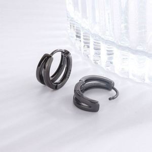 Pendientes de Aro de Plata de Ley 925 de Doble Capa, Color Negro Plateado, para Mujer y Hombre, Chapados en Rodio, Regalos para Bodas y Uso Diario - Product Image 3