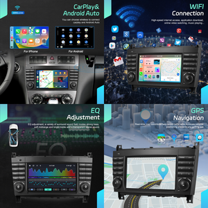 Autoradio Android Podofo 4+64G 7'' pour <span class=keywords><strong>Mercedes</strong></span>-Benz Classe CLC/Classe C W203, CarPlay/Android Auto sans fil, <span class=keywords><strong>GPS</strong></span>, WiFi, vente en gros - Product Image 2