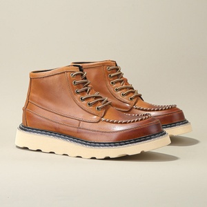 Botas de Trabajo de Cuero Antideslizantes y Resistentes al Desgaste con Aumento de Altura, Versátiles, Casuales, Retro, Transpirables y Modernas - Product Image 6