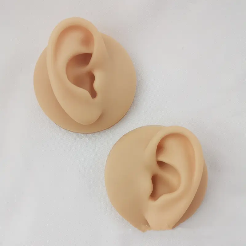 Soft silicone earrings display with stand high quality silicone customized ear model silicon