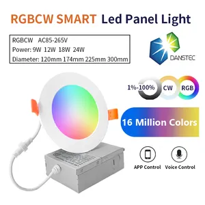 RGBCW कलर चेंजेबल स्मार्ट सीलिंग लाइट राउंड 6'' रिकेस्ड तुया कंट्रोल एलईडी पैनल लाइट्स