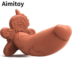 Aimitoy dropshipping Custom Wholesale High Quality Liquid Silicone Strap On Toy Giant Brown Dildo Adult Sex Toys Cute Dildos
