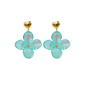 Boucles d'oreilles pendantes tendance en acier inoxydable 316L plaqué or PVD, design floral durable et résistant - Product Image 1